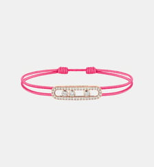Bracelet cordon rose pavé or rose Messika