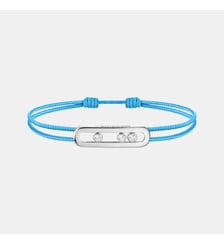 Bracelet cordon bleu et or blanc Messika