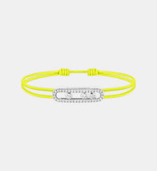 Bracelet cordon jaune pavé et or blanc Messika
