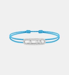 Bracelet cordon bleu pavé et or blanc Messika