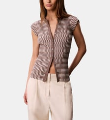 Cardigan ajusté sans manches à carreaux Calvin Klein