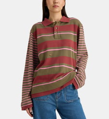 Polo droit Cinch à rayures coton organique Damson Madder