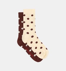 Lot de 2 paires de chaussettes hautes à gros pois  Damson Madder
