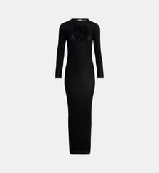 Robe longue ajustée en mesh logo Jean Paul Gaultier