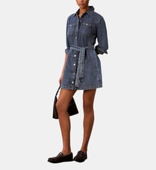 Robe courte ajustée ceinturée en denim Calvin Klein