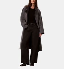 Manteau long droit ceinturé drap de laine Calvin Klein