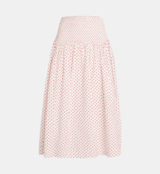 Jupe midi taille haute Layla à pois en coton bio Damson Madder