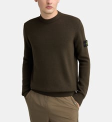 Pull droit écusson maille peluchée laine vierge Stone Island