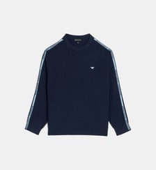 Pull à col rond et bandes logotypées Emporio Armani Junior