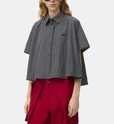 Chemisette droite à carreaux en coton mélangé signature Loewe