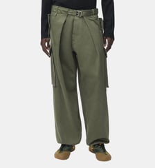 Pantalon cargo droit en coton et cuir Loewe