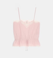 Top caraco dentelle et taille à coulisse soie Chloé