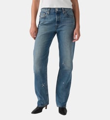 Jean 501 90'S droit coton délavé à strass Levi's