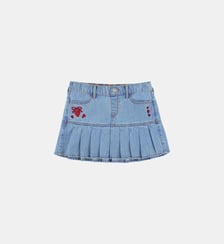 Jupe courte évasée plissée en denim Abercrombie Kids