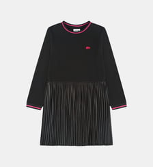 Robe droite plissée bi matière Lacoste
