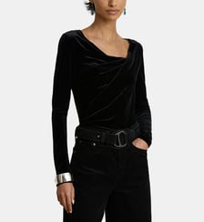Haut plissé asymétrique en velours Lauren Ralph Lauren