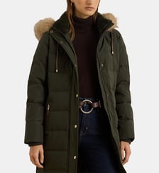 Doudoune mi-longue à capuche fausse fourrure Lauren Ralph Lauren