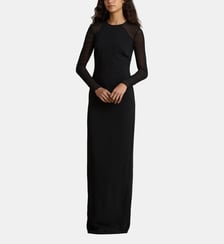 Robe longue en crêpe et georgette Lauren Ralph Lauren