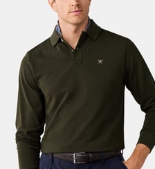 Polo Slim en piqué de coton à manches longues Hackett London