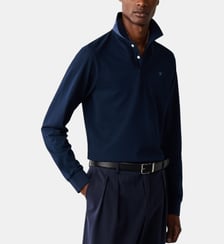 Polo Slim en piqué de coton à manches longues Hackett London