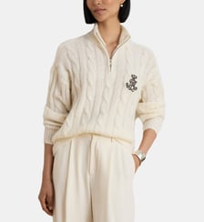 Pull droit torsadé col camionneur signature Lauren Ralph Lauren