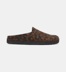 Chaussons Amsterdam en laine et fourrure motif léopard Birkenstock