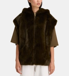 Veste sans manches à capuche Pierre effet fourrure Karma Koma