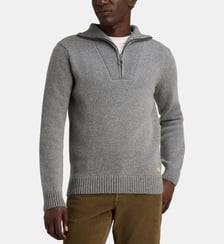 Pull camionneur semi zippé en laine mélangée Armor-Lux