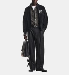 Blouson droit en coton mélangé signature Emporio Armani