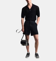 Pull polo droit manches courtes en laine mélangée Emporio Armani