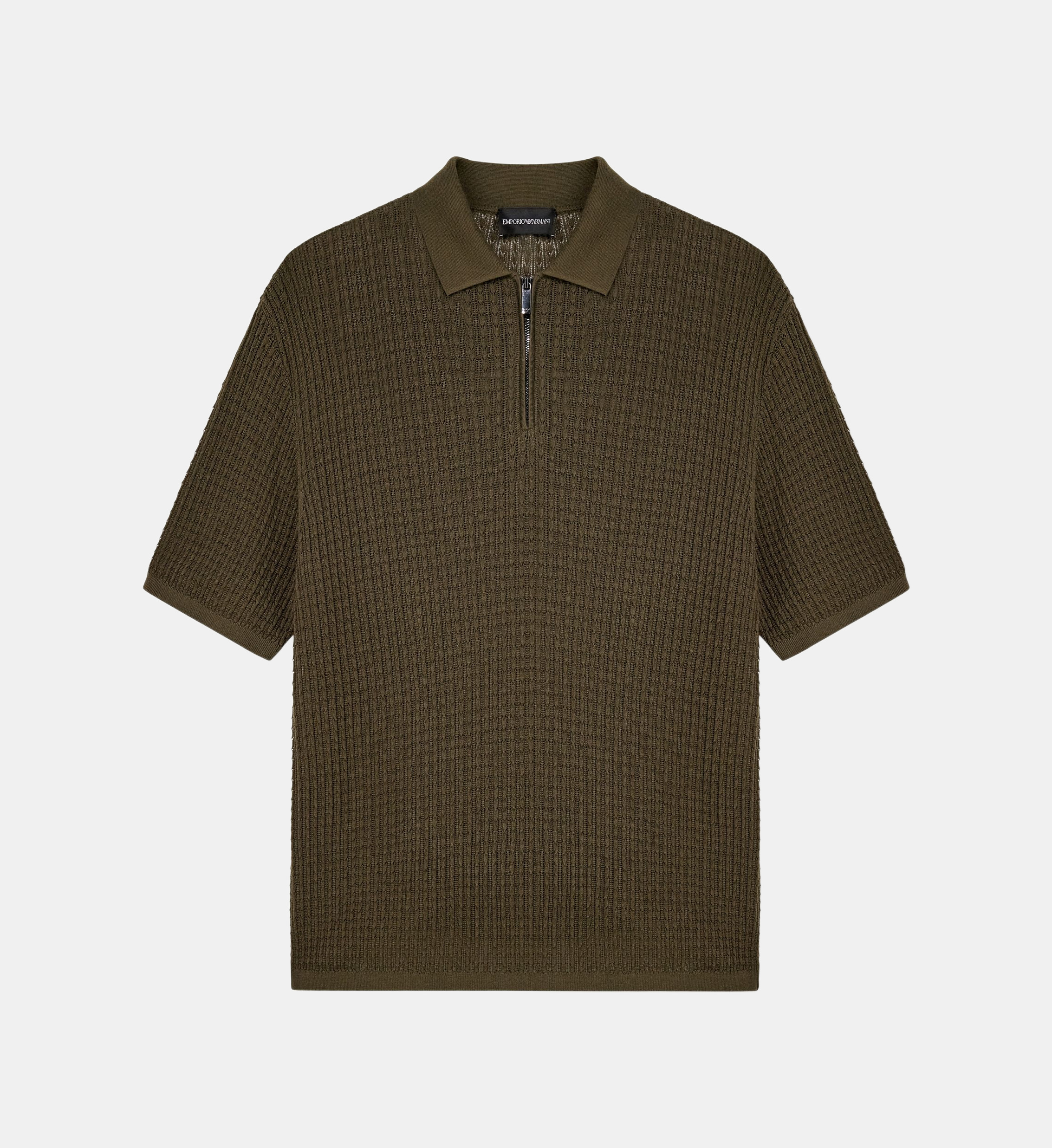 Pull polo droit manches courtes en laine mélangée Emporio Armani