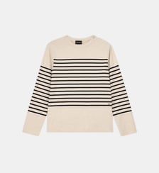 Pull Jumper droit en coton mélangé motif rayé Emporio Armani