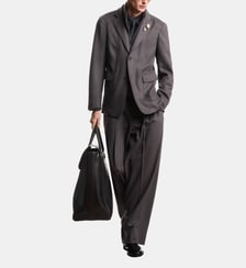 Blazer droit col montant zippé en laine Emporio Armani