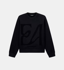Sweat droit en coton mélangé signature Emporio Armani