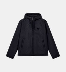 Blouson droit à capuche signature Emporio Armani
