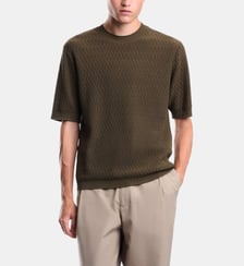 Pull droit manches courte à motif en coton Emporio Armani