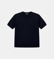 Pull droit en laine manche courte signature Emporio Armani