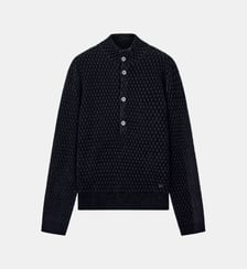 Pull droit col montant en laine mélangée à motif Emporio Armani