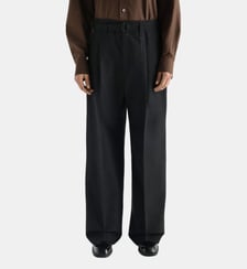 Pantalon large à plis en mélange de laine Lemaire
