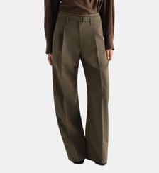 Pantalon large à plis en mélange de laine Lemaire
