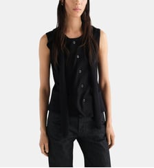 Cardigan sans manches asymétrique en laine Lemaire