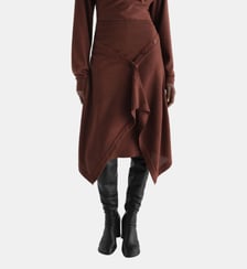 Jupe mi-longue boutonnée en laine Lemaire