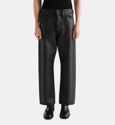 Pantalon droit en coton effet patiné taille haute Lemaire