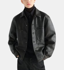 Surchemise droite en cuir Lemaire