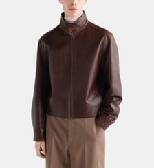 Blouson Harrington droit en cuir Lemaire