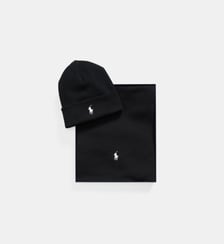 Coffret bonnet et écharpe en coton côtelé Polo Ralph Lauren