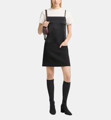 Robe courte bi-matière satin Courrèges