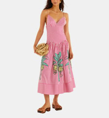 Robe courte rayée palmiers brodés Farm Rio