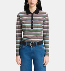 Polo à manches longues droit en coton motif rayé signature Marni