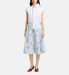 Jupe midi en coton imprimé floral Marni